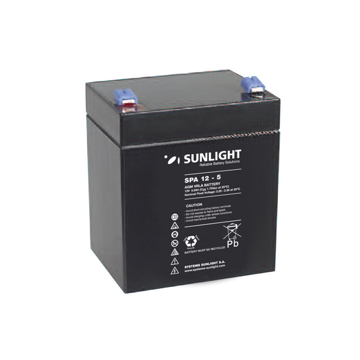 Μπαταρία Sunlight SPA12-5 VRLA - AGM τεχνολογίας - 12V 5Ah