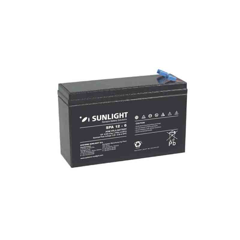 Μπαταρία Sunlight SPA12-6 VRLA - AGM τεχνολογίας - 12V 6Ah